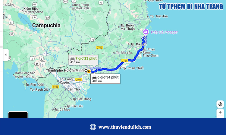 Từ TPHCM đi Nha Trang bao nhiêu km